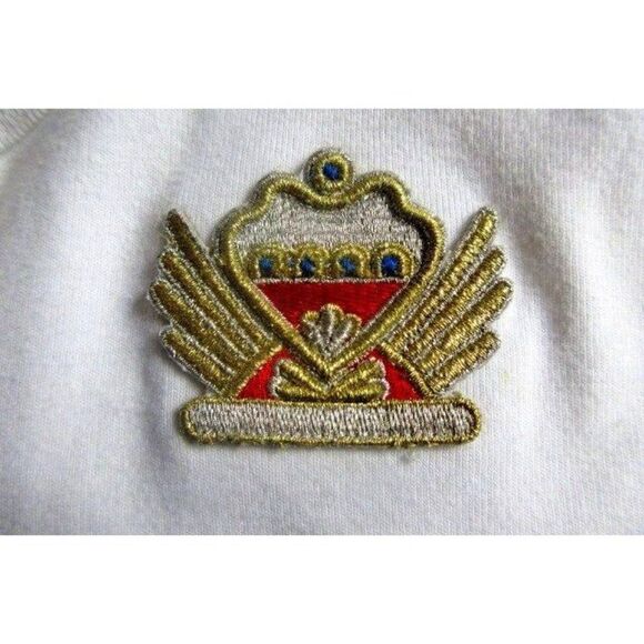 Debra DeRoo White Tank Top Sleeveless Scoop Neck Crest Applique Cotton XL NEW - Picture 5 of 7